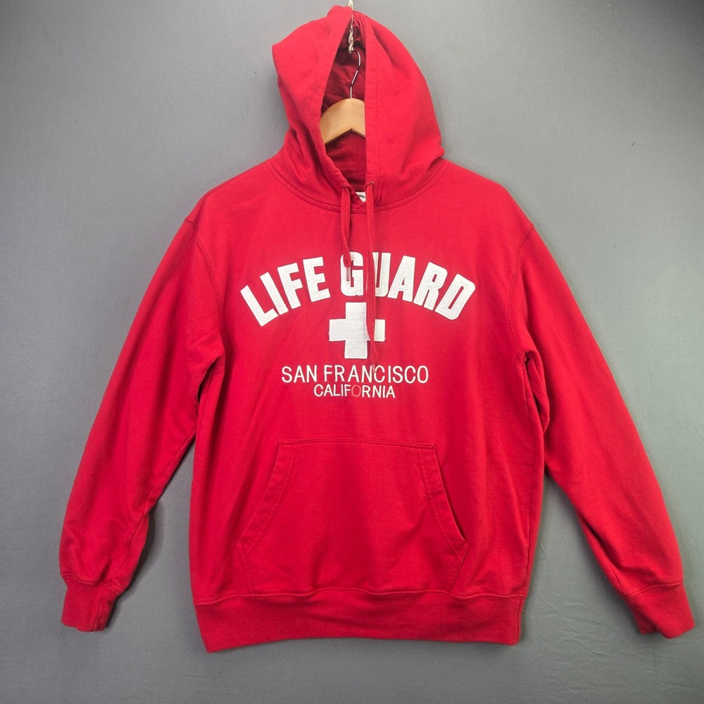 Life Guard Hoodie San Francisco California Size S Red Pullover Graphic